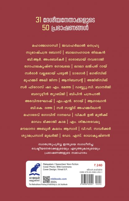 Indiaye Mattimaricha Prabhashanangal Back Cover Indiaye Mattimaricha Prabhashanangal Back Cover